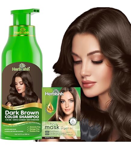 Amazon.com : Herbishh Dark Brown 3 in 1 Hair Dye Shampoo 500 ML +